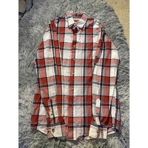 Wrangler Plaid Cotton Button‑Down Shirt Men's Small Red/White/blue Plaid Shirt
